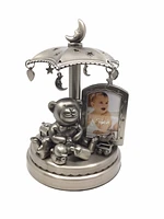 Pewter Baby Musical Carousel with Picture Frame