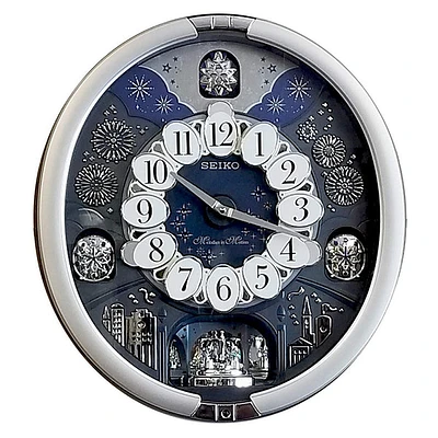 Glittering Starry Night Melodies In Motion Seiko Wall Clock QXM379SRH