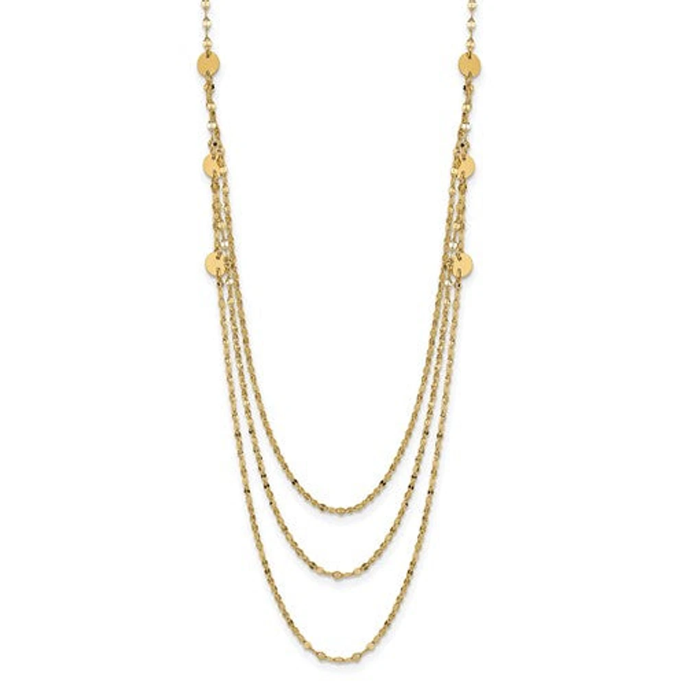14K Triple Layer Polished Circles Fancy Necklace - 18 Inches