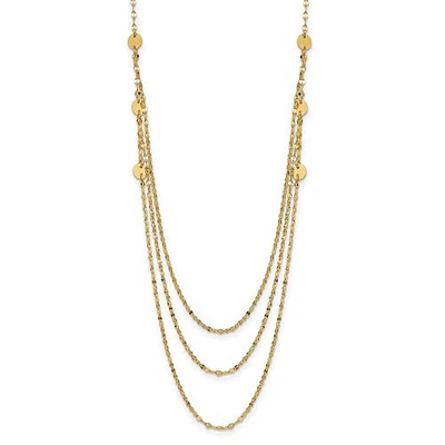 14K Triple Layer Polished Circles Fancy Necklace - 18 Inches