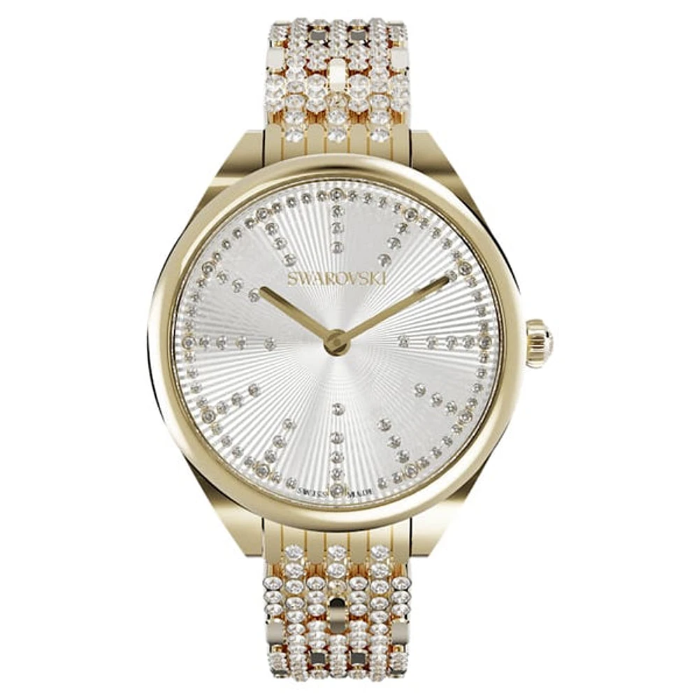 5610484 Swarovski Pave Attract watch Metal bracelet, White, Gold-tone - Core