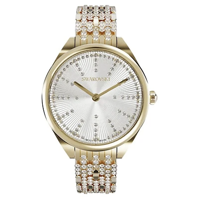 5610484 Swarovski Pave Attract watch Metal bracelet, White, Gold-tone - Core