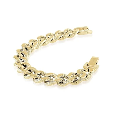 ITALGEM - 15mm Gold Plated Stainless Steel Curb Bracelet