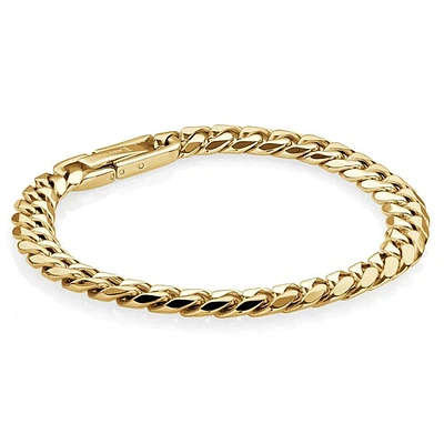 ITALGEM - 7.7mm Gold Plated Stainless Steel Curb Bracelet 8.5"