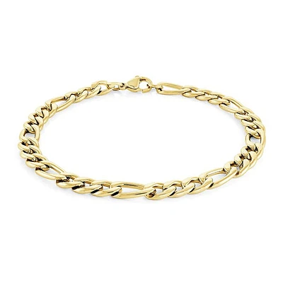 ITALGEM - 6mm Gold Plated Stainless Steel Figaro Bracelet 8.5"