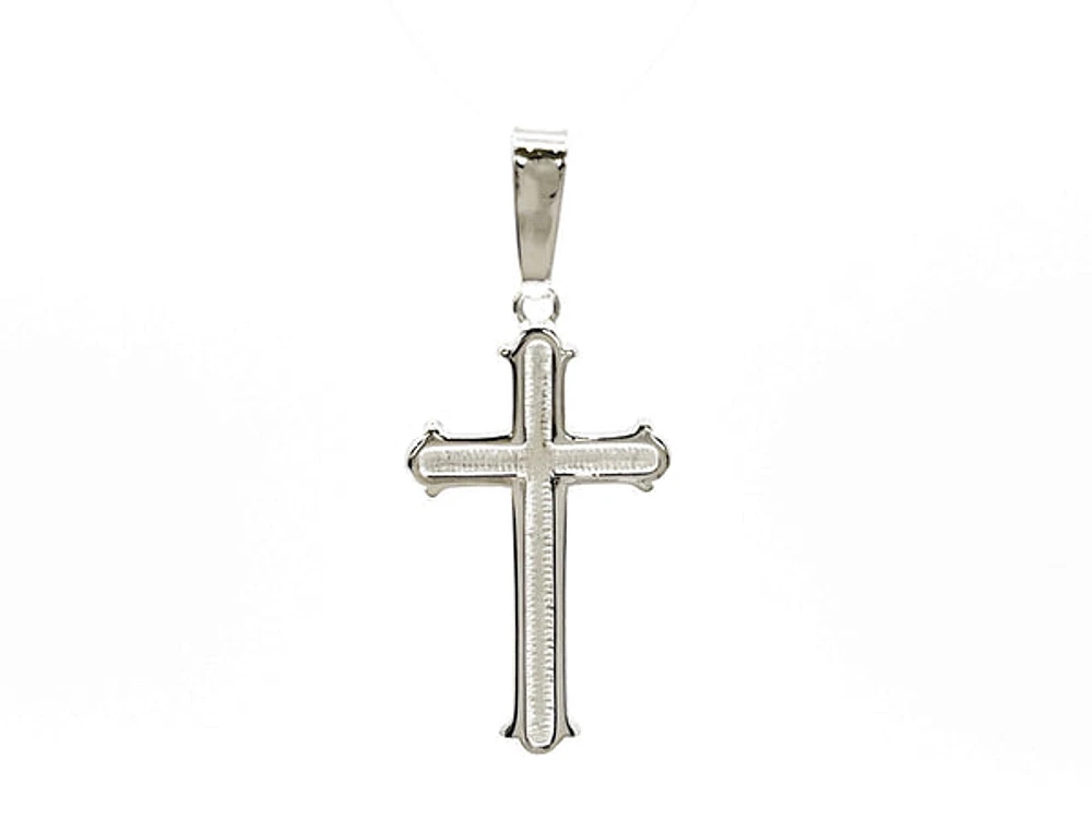925 Sterling Silver 23mm x 13mm Patterned Flat Cross Charm