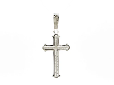925 Sterling Silver 23mm x 13mm Patterned Flat Cross Charm