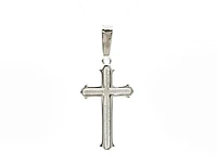 925 Sterling Silver 23mm x 13mm Patterned Flat Cross Charm