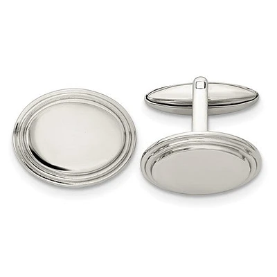 Stainless Steel Polished Oval Cufflinks