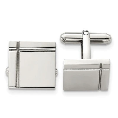 Stainless Steel Polished Square Cufflinks Engraving