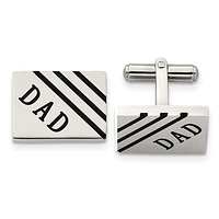 Stainless Steel Polished Enameled Dad Rectangle Cufflinks