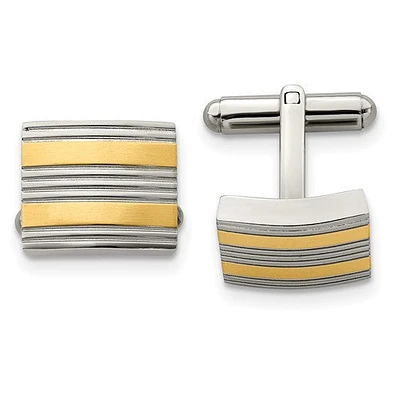 Stainless Steel Polished Yellow Gold Plated Cufflinks