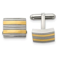 Stainless Steel Polished Yellow Gold Plated Cufflinks