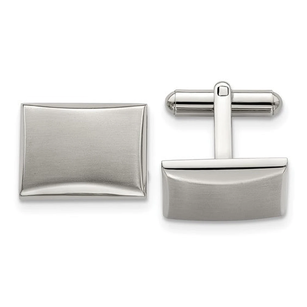 Stainless Steel Brushed and Polished Rectangle Cufflinks