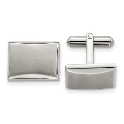 Stainless Steel Brushed and Polished Rectangle Cufflinks