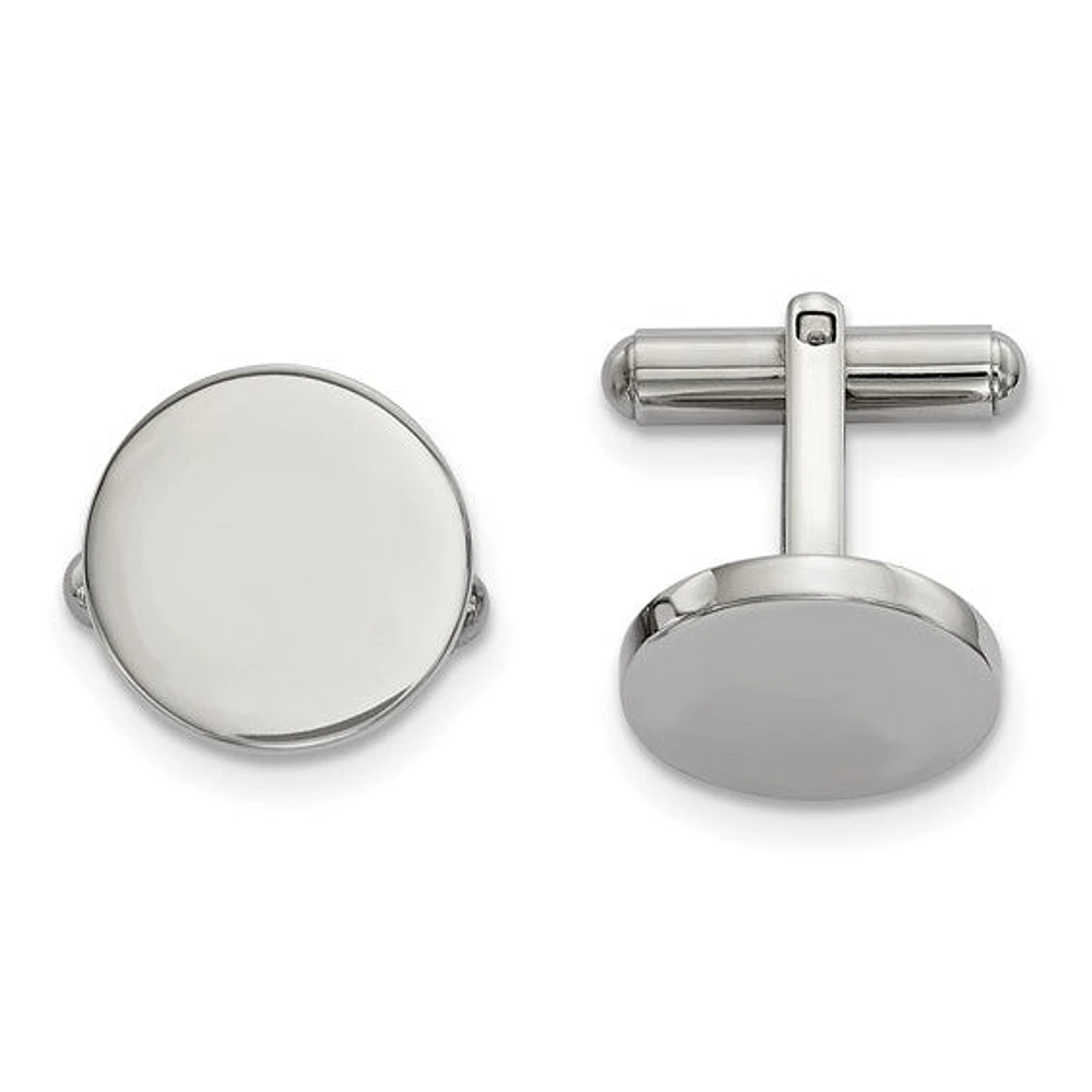 Stainless Steel Polished Circle Cufflinks