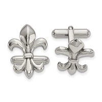 Stainless Steel Polished Fleur de Lis Cufflinks