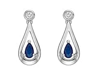 10K White Gold 0.70cttw Genuine Sapphire and 0.08cttw Diamond Dangle Earrings