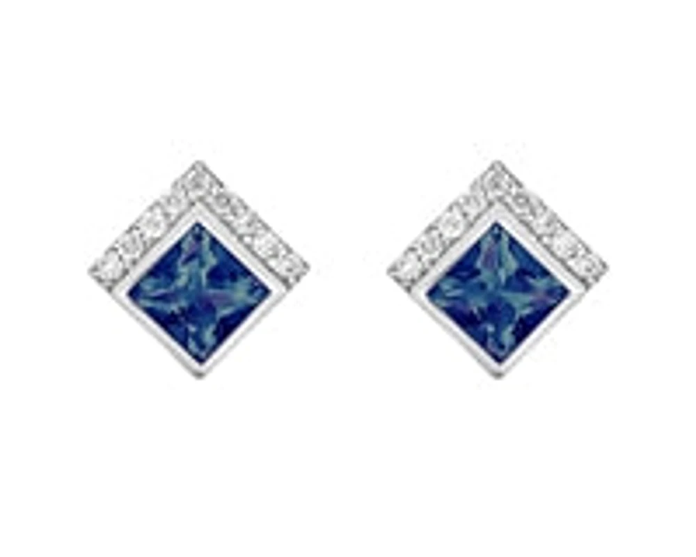 10K White Gold Created Alexandrite and Diamond Earrings