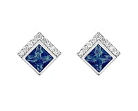 10K White Gold Created Alexandrite and Diamond  Earrings
