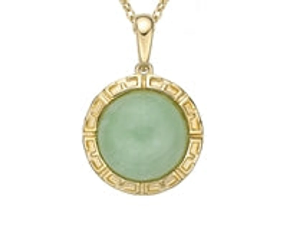 10K Yellow Gold Jade Pendant - 18"