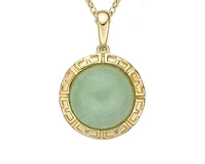 10K Yellow Gold Jade Pendant - 18"
