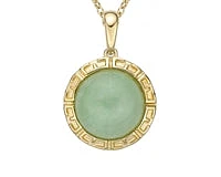 10K Yellow Gold Jade Pendant - 18"