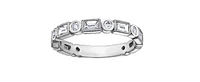 14K White Gold Baguette and Round Brilliant Cut Bezel Set Diamond Band - 6.5