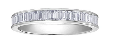 18kt & Palladium(hypoallergenic) White Gold Baguette Cut Channel Set Diamond Band - Size 6.5