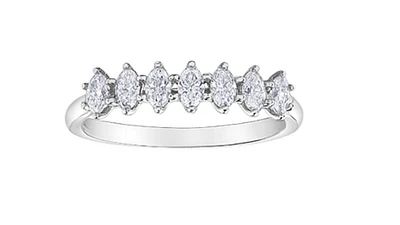 14K White Gold Oval Cut Diamond Band