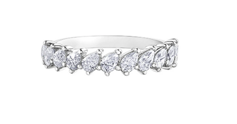 14K White Gold Pear Shape Cut Diamond Band