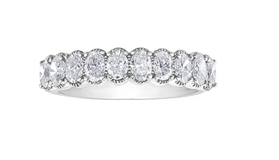 18K White Gold Palladium Alloy(hypoallergenic) Oval Cut Diamond Band - Size 6.5