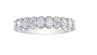 18K White Gold Palladium Alloy(hypoallergenic) Oval Cut Diamond Band - Size 6.5