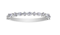 14K White Gold Marquise & Round Cut Claw Set Diamond Band - 6.5