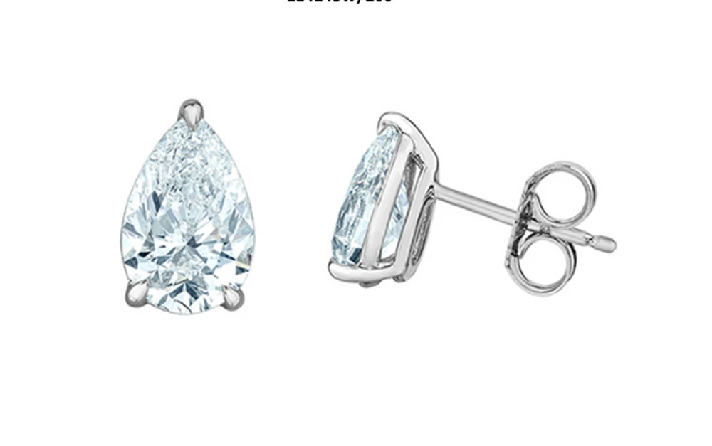 14K White Gold 1.00-2.00cttw Lab Grown Pear Shape Diamond Solitaire Claw Set Style Earrings - /