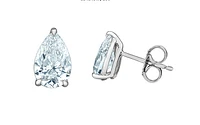 14K White Gold 1.00-2.00cttw Lab Grown Pear Shape Diamond Solitaire Claw Set Style Earrings - /