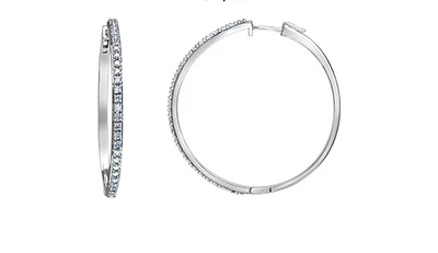 14K White Gold Lab Grown 1.00cttw Round Brilliant Diamond Claw Set Hoop Earrings - 1.00 Carat Total