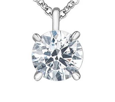 14K White Gold Lab Grown 0.50cttw-2.00cttw Round Brilliant Cut Diamond Claw Set Pendant - Carat /