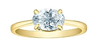 14K Lab Grown Oval Shape Four Claw Diamond Ring