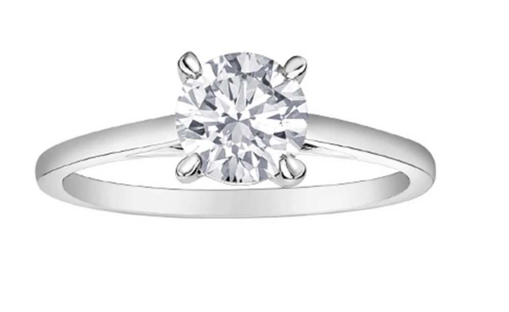 14K Lab Grown 0.50-3.00cttw Four Claw Diamond Ring - Gold / Carat Weight Round Brilliant