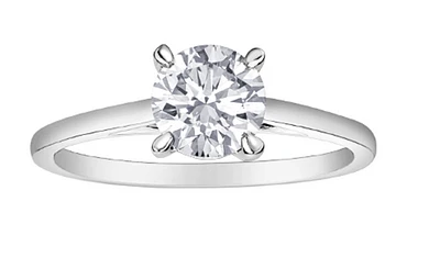 14K Lab Grown 0.50-3.00cttw Four Claw Diamond Ring - Gold / Carat Weight Round Brilliant