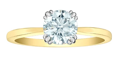14K Lab Grown Round Brilliant Four Claw Diamond Ring