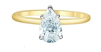 14K Lab Grown Pear Shape Five Claw Diamond Ring