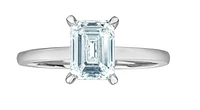 14K Lab Grown Emerald Cut Four Claw Diamond Ring