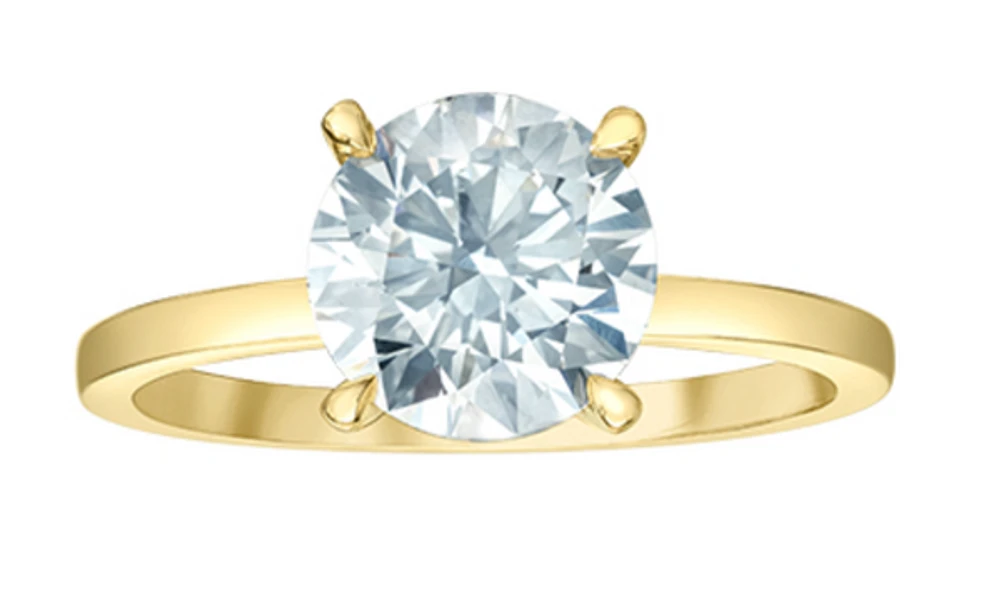 14K Lab Grown Round Brilliant Four Claw Diamond Ring