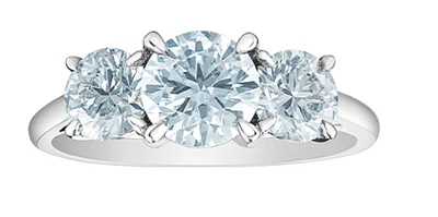 14K Lab Grown 3 Stone Round Brilliant Diamond Ring - Gold / Carat Total