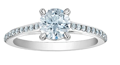 14K Lab Grown Round Brilliant Solitaire and Diamond Mount - Gold / Carat Total