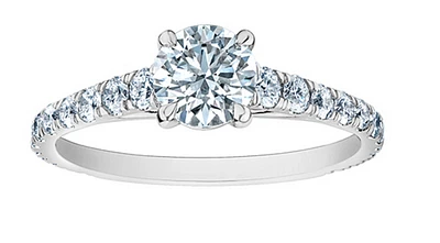 14K Lab Grown Round Brilliant Solitaire Diamond Ring - White Gold / Carat Total