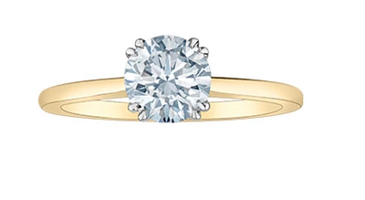 14K Lab Grown 1.00cttw Round Brilliant Cut Six Claw Diamond Ring - Gold / 4