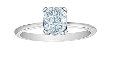 14K Lab Grown 1.00cttw Cushion Cut Four Claw Diamond Ring - Gold / 4